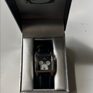 Disney Black and Silver Mickey Mouse Square Watch